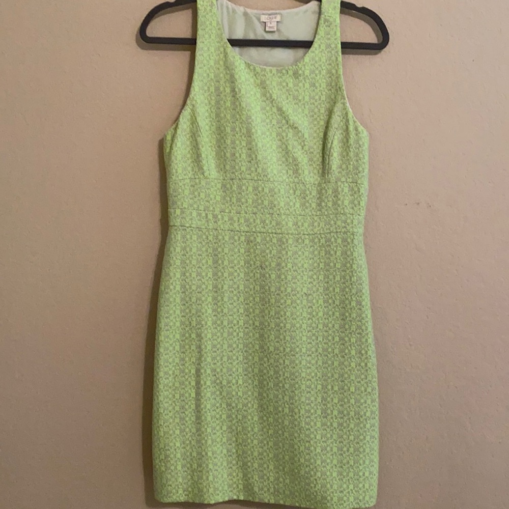 JCrew neon green and gray dress